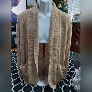 FOREVER 21 plus open-front tan cardigan with‎ pockets size 3x